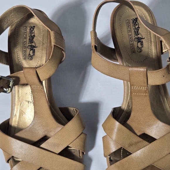 Coach and Four Tan Tilda Sandal Heels 8 - Picture 4 of 9